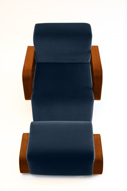 Cayenne Lounge Chair, Ocean Velvet, Walnut