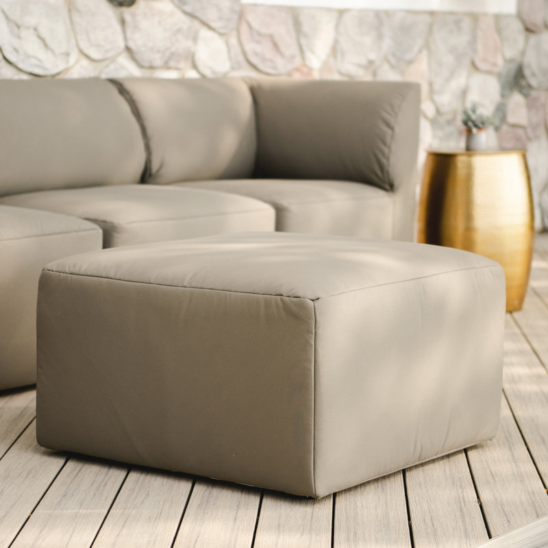 Castor Gray Modular Patio Ottoman with Molded Core