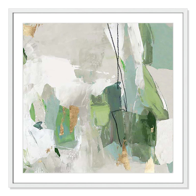 «Enchanted Emerald II» par Tom Reeves, H 32 po x l 32 po x P 0,75 po, Encadré de boîte blanc