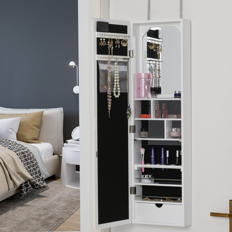 Armoire à bijoux avec miroir Daneika, Blanc