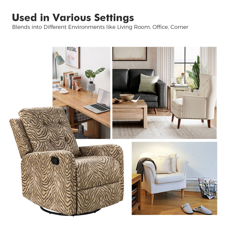 Prescot 26.77" W Pocket Spring Tufted Manual Swivel Rocker Recliner , Tan 100% Polyester