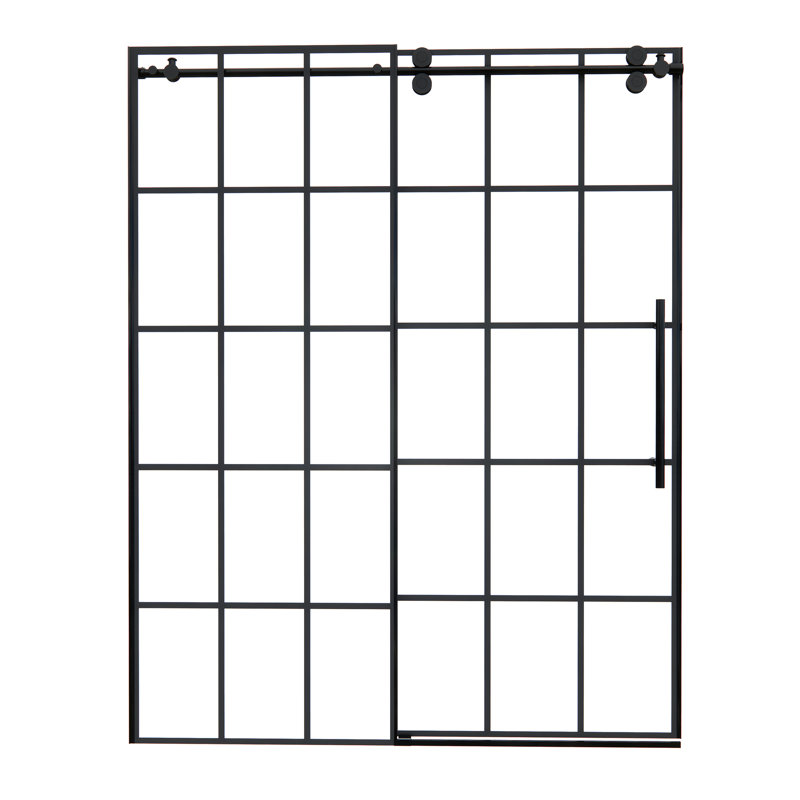 Esense 60" Matte Black Frameless Sliding Shower Door with Clear Glass
