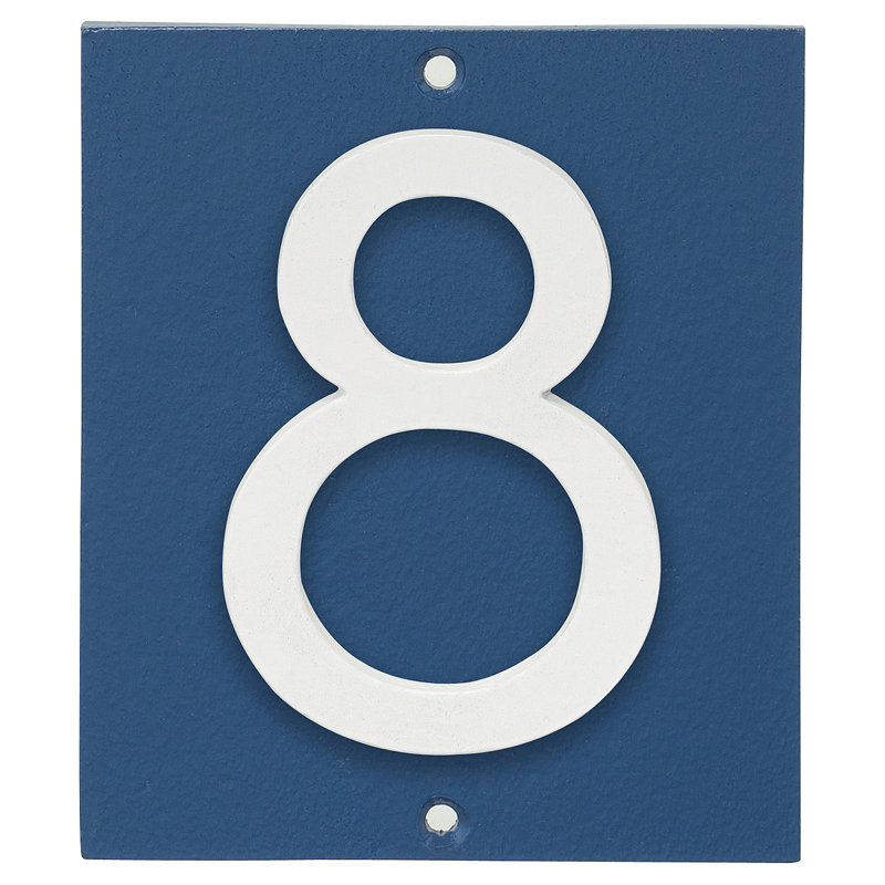 Plaque d’adresse murale sur 1 ligne flottante, Bleu mer, Nickel satiné deux tons, Oui