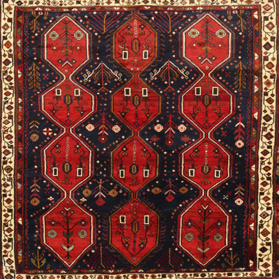 Tapis traditionnel rouge / noir Bertille
