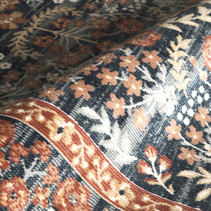 Abani Teuton DAL170A Indoor/Outdoor Floral Navy Area Rug, 4' x 6'