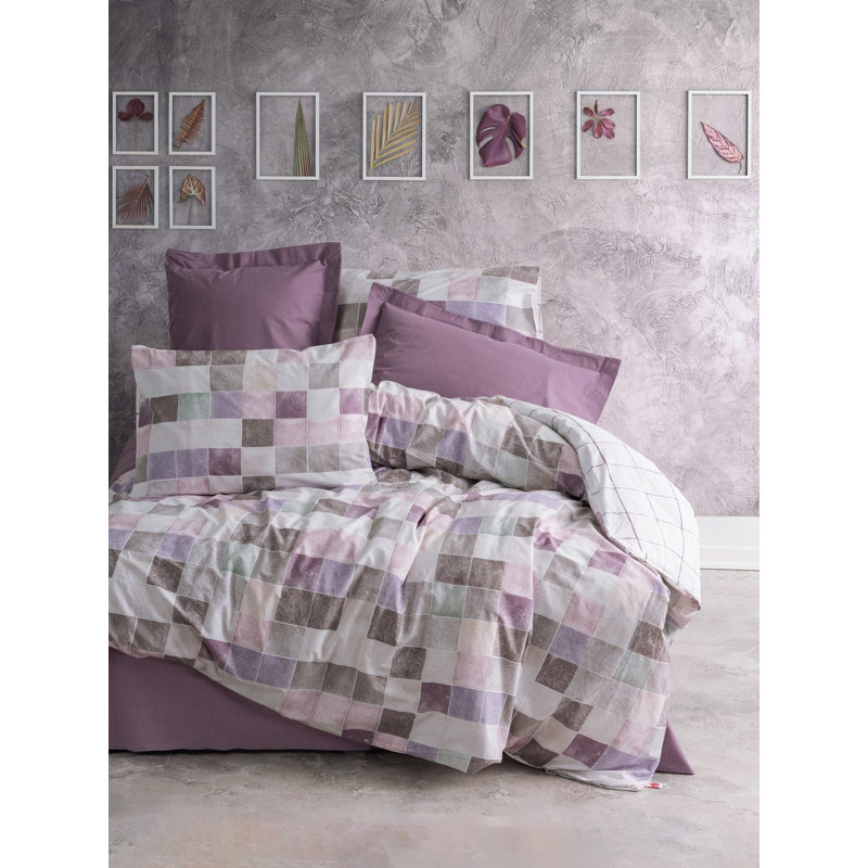 100% Cotton Ranforce Single Quilt Cover Set, Dusty Rose & White, 55.1 x 78.7 inches | Includes 1 Pillowcase 23.6 x 23.6 inches | Machine Washable, 145 Thread Count, Button Closure | Stylish & Comfortable Bedding for Cozy Bedrooms