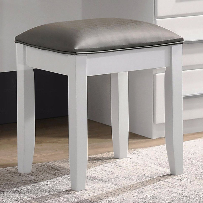 Tabouret d'appoint - Meuble-lavabo blanc brillant avec siège rembourré