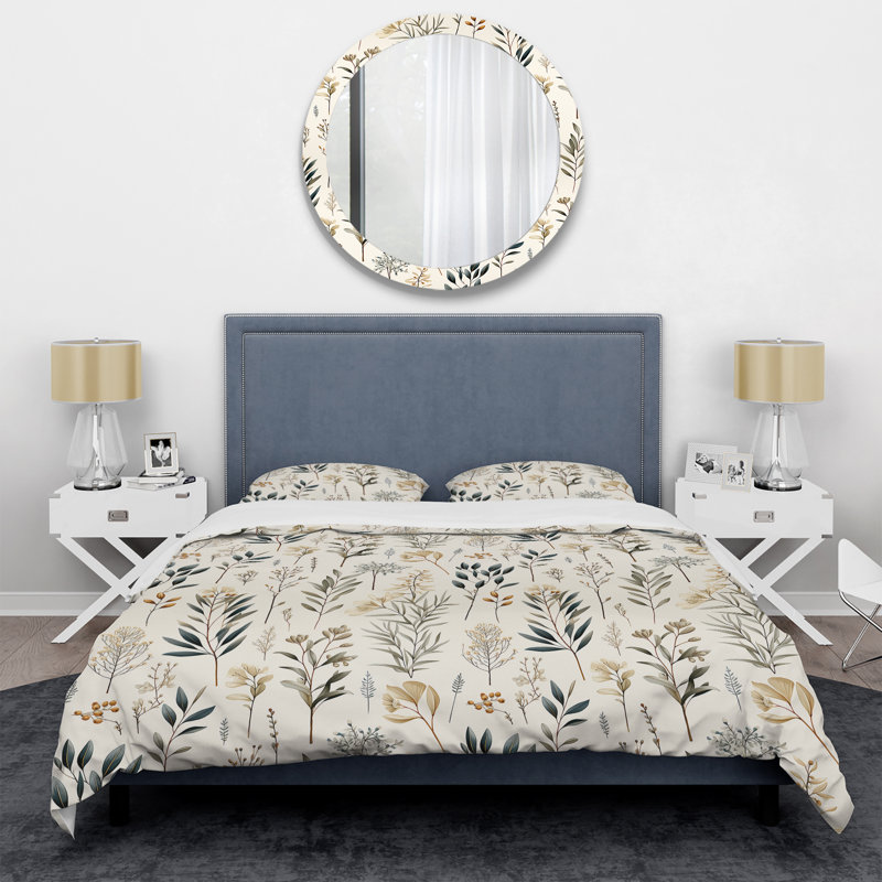 Botanical Sketched - Plants Duvet Cover Set, Housse de couette simple + 1 taie décorative stan