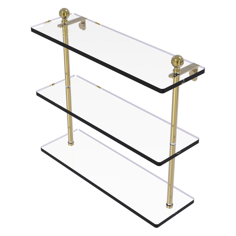 Morosini 3 Piece Tiered Shelf, 16", Unlacquered Brass