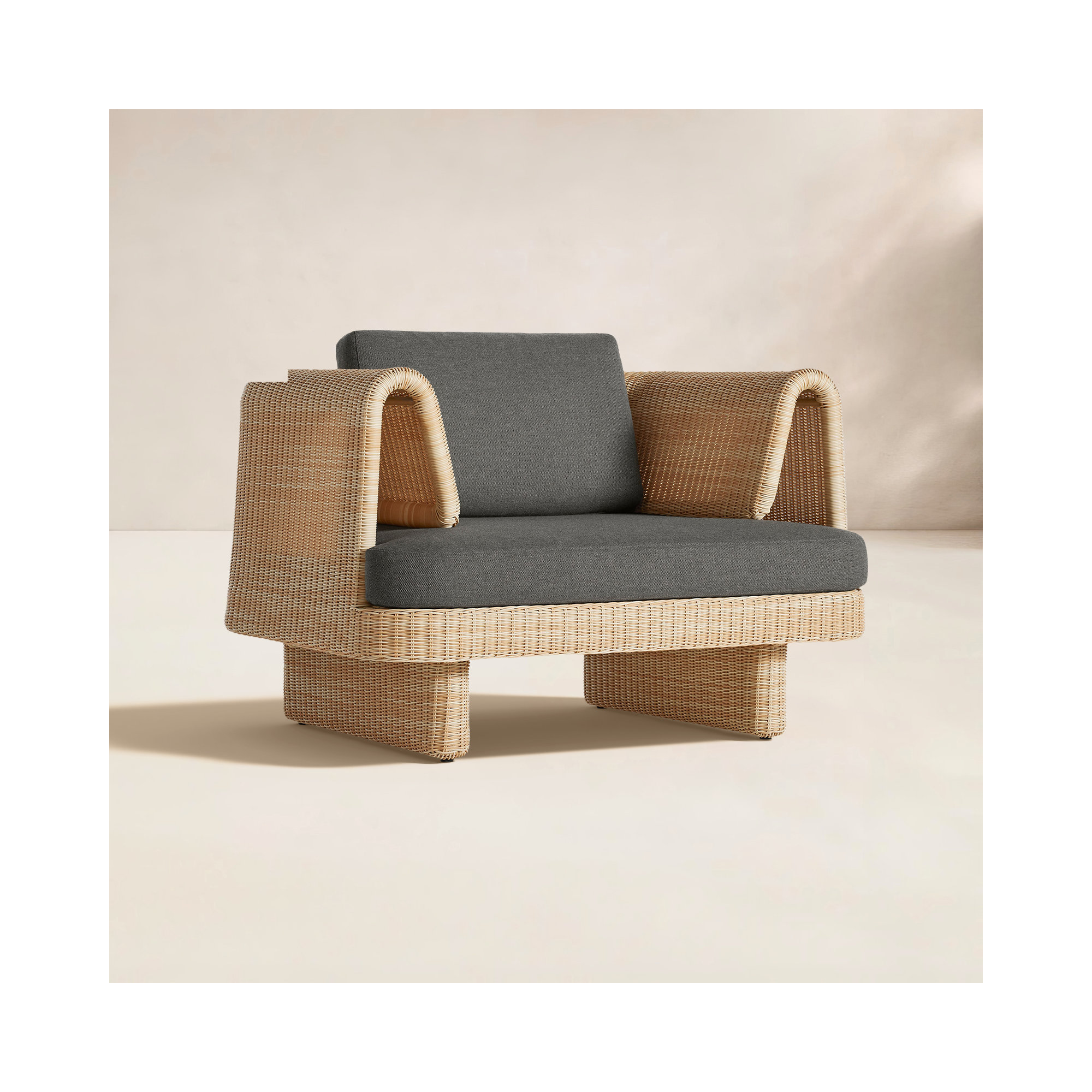 Loophole Wicker Outdoor Lounge Chair, Gray