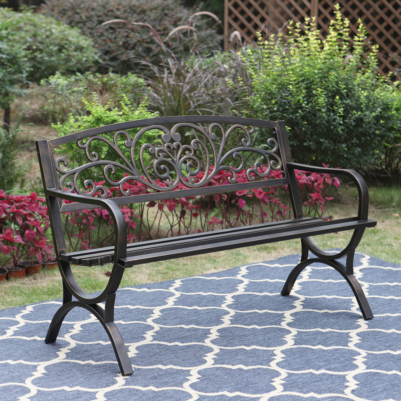 Banc d'extérieur en métal, Noir