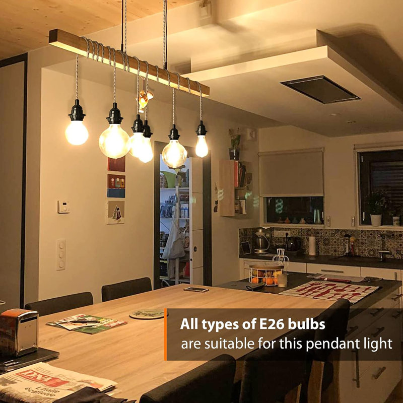 Plug in Hanging Light Fixture, 15FT Pendant Lamp Lights Cord with Switch Cord E26 Bulbs Socket