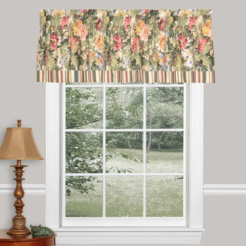 Virginia Multi Traditional Cotton Floral Tailored Valance with Band