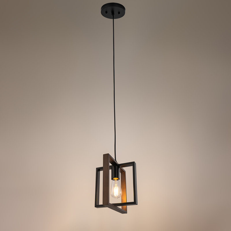 Luminaire suspendu en forme de lanterne noire à 1 lumière Minnie, H 9,4 po x l 9,4 po x P 9,4 po