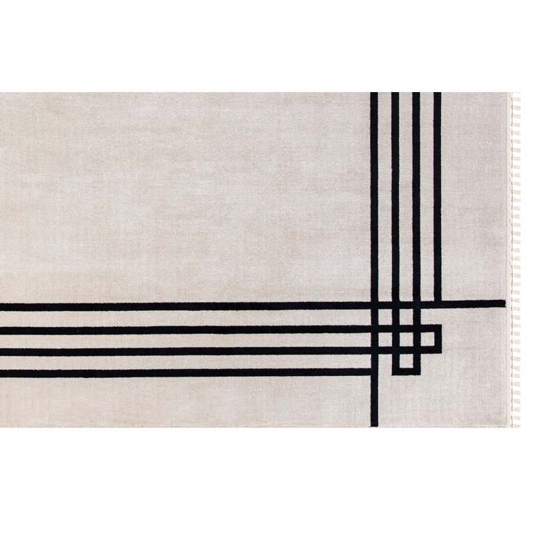 Tapis crème luxueux, 6,6 x 9,5 pieds | 100% polyester, 0,3 po de hauteur, tissé à la machine, base en coton, 384 000 points de fil | Facile à nettoyer avec l'aspirateur et le détachant, idéal pour le décor du salon et de la chambre à coucher
