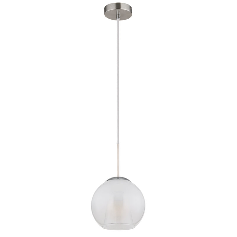 Decola 1 - Light Pendant, 70cm W x 20cm D, Opaline, Brushed nickel