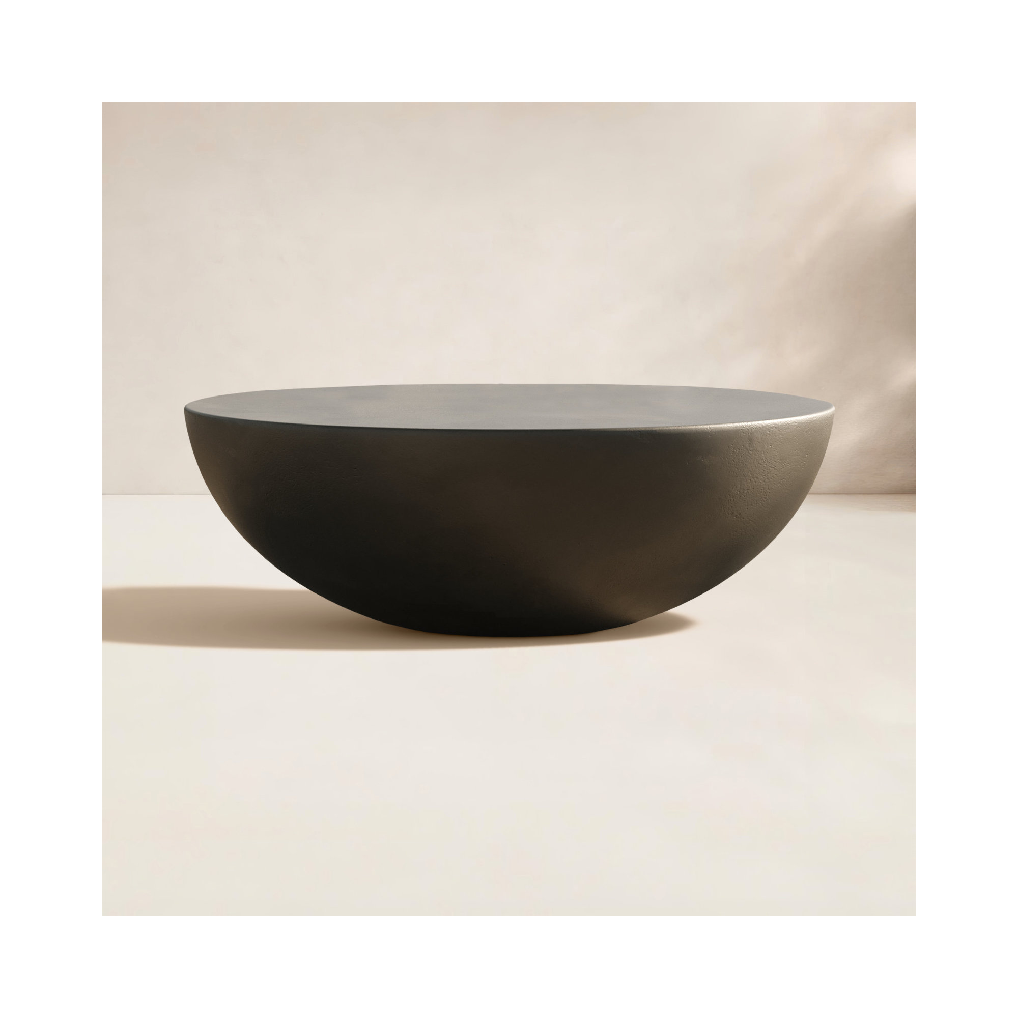 Lensey Concrete Round Coffee Table, Black