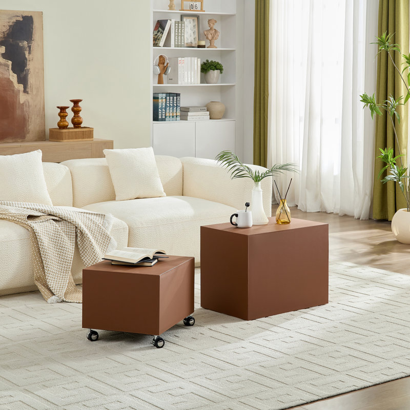  Ensemble de tables basses carrées Modern, Brun