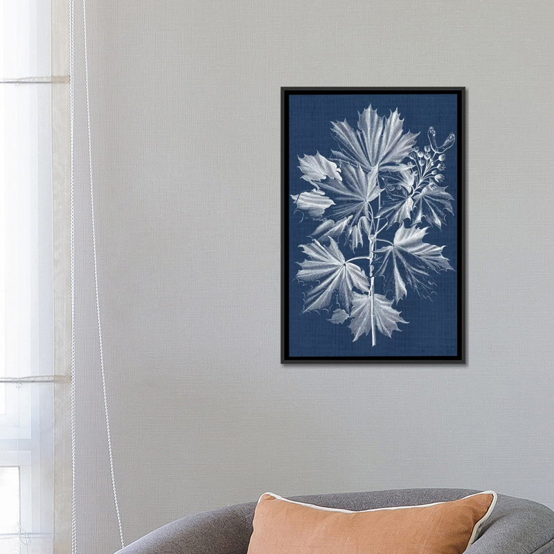« feuillage thé v », reproduction d’impression sur toile tendue, H 26 po x l 18 po x P 1,5 po, Toile avec cadre noir