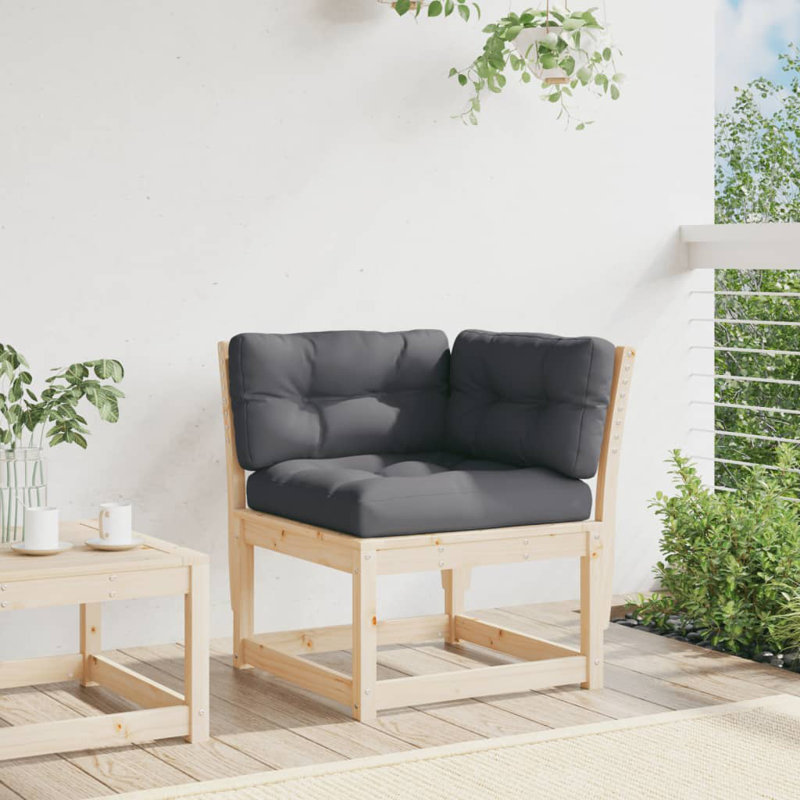 Shela Wood Outdoor Lounge Chair, Anthracite, Nature