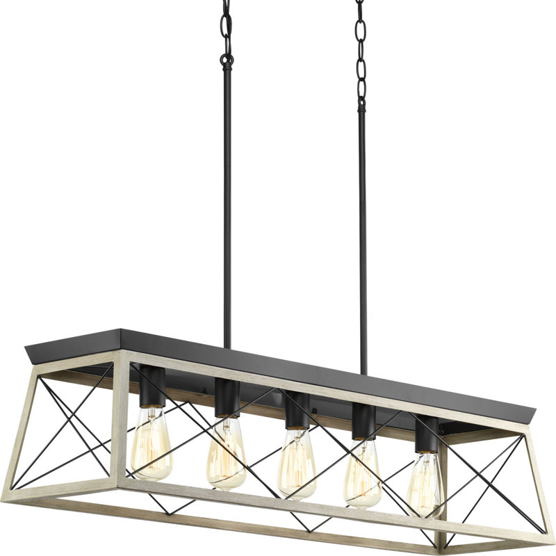 Oisin 5-Light Graphite Kitchen Island Rectangle Chandelier, Graphite, 9" H x 38" W x 10" D