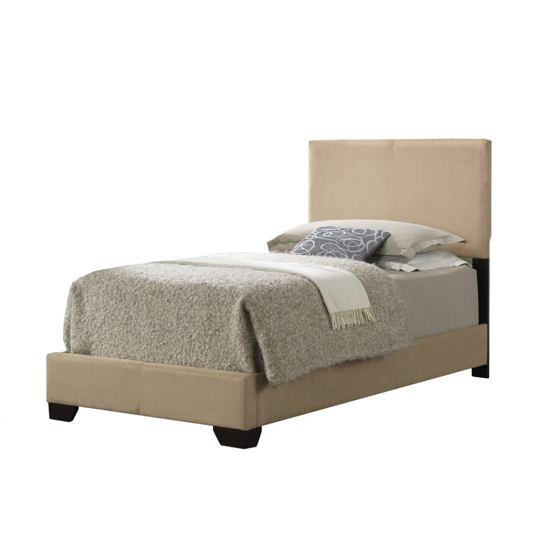 Upholstered Low Profile Standard Bed, Queen, Beige