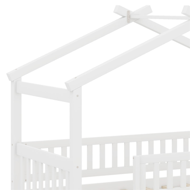 Lit maison avec lit gigogne, Blanc