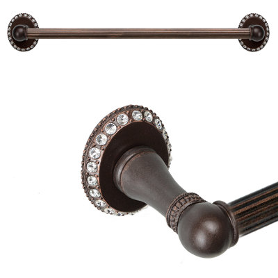 Caché II 32 inches c.c. {approximately} towel bar with 80 rivoli Swarovski Clear Crystals with 5/8 reeded center in Chalice