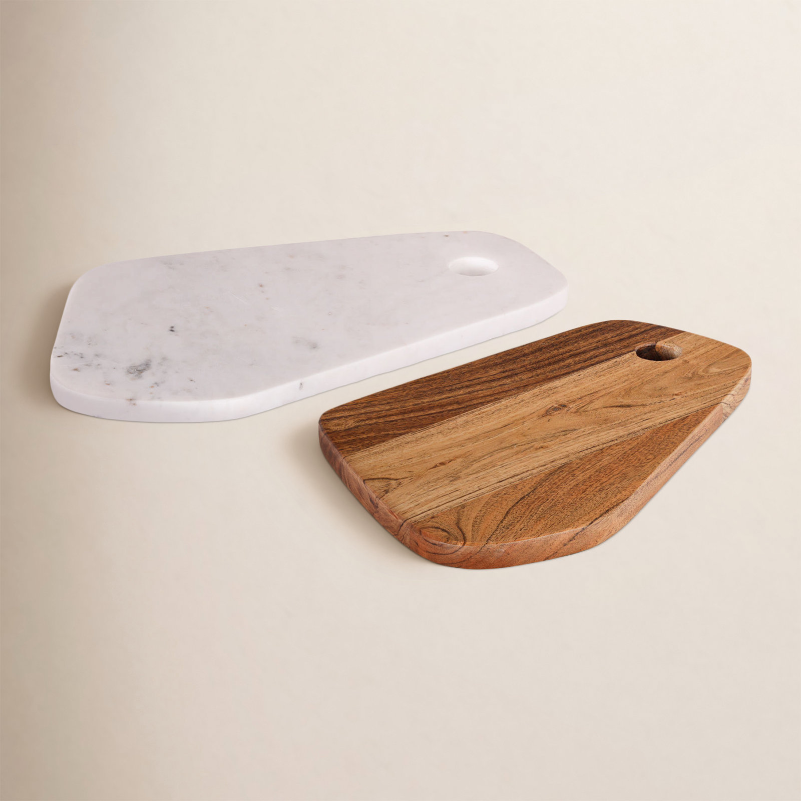 Opta Duo Wood and Marble Chopping Board Set