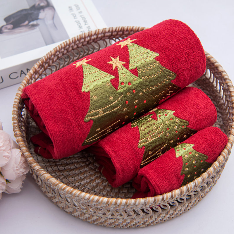 Ensemble de 3 serviettes de Noël brodées Marina Luxury Luxury
