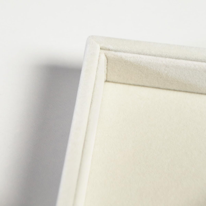 Ensemble de 2 plateaux empilables en velours beige avec rangement pour la maison et la vente au détail