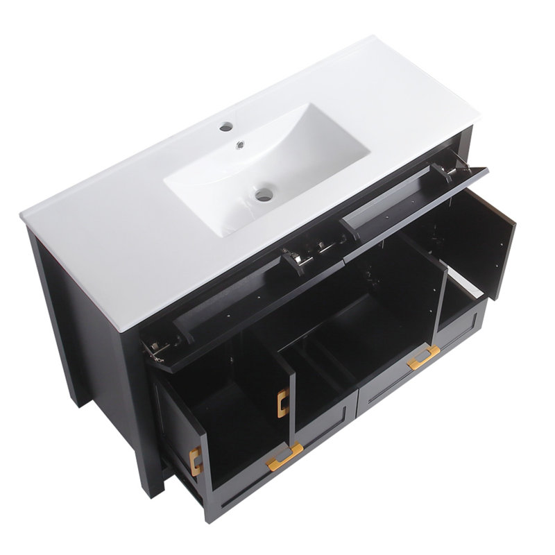 Ensemble de meuble-lavabo 48 po avec lavabo en céramique, Noir