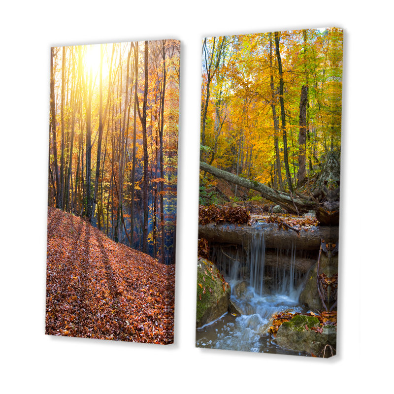 Autumn Forest Under - Ensemble de 2 peintures sur toiles, Toile tendue, H 20 po x l 24 po x P 1 po