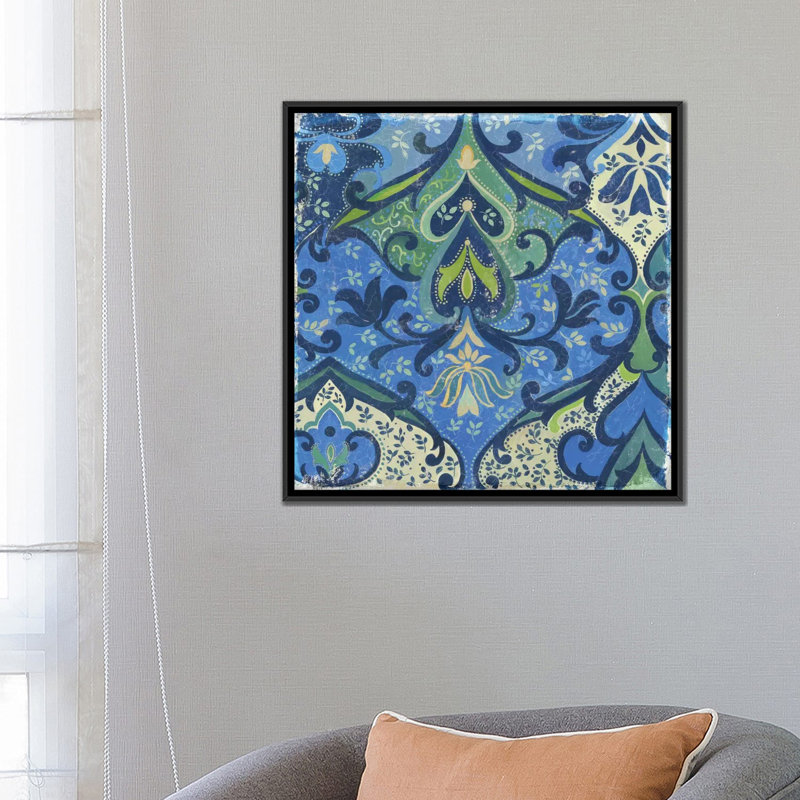 « jardin mosaic ii », impression sur toile, H 26 po x l 26 po x P 1,5 po, Toile avec cadre noir, Pas de tapis