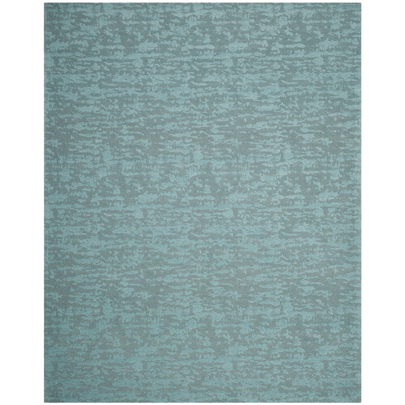Tapis bleu abstrait tissé à la main Funke, Rectangle 8 pi x 10 pi