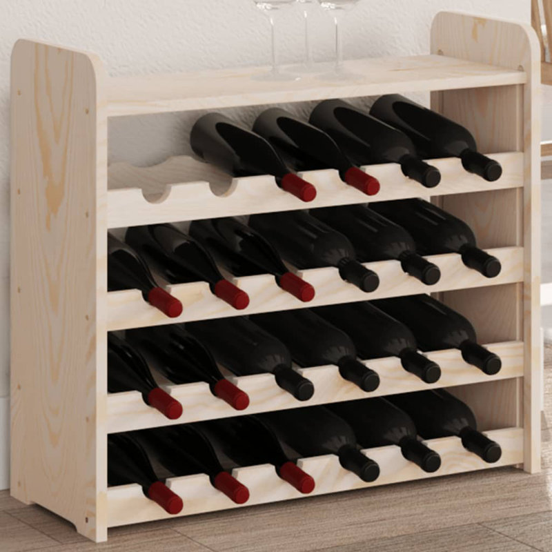 Solid Wood Floor Wine Bottle Rack Brown