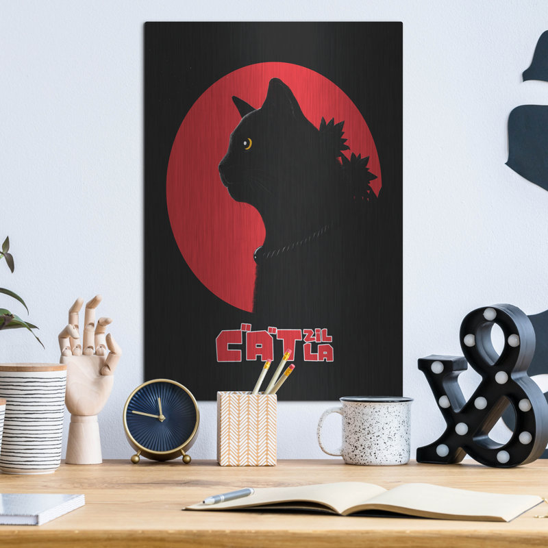 «Catzilla» de luxe par Tummeow, art mural en métal «Catzilla» par Tummeow, H 16 po x l 12 po
