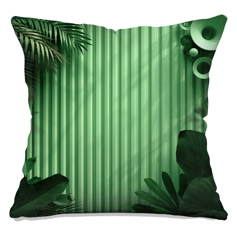 Coussins décoratifs vert à rayures verticales, 26 x 26 inches