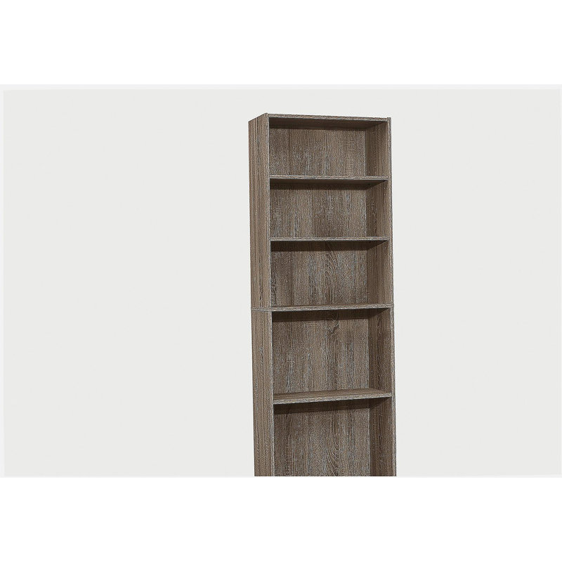 Bibliothèque transitionnelle de 72 pouces à 6 niveaux avec tablettes réglables, Taupe