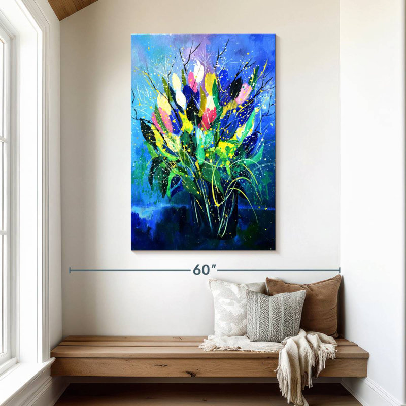 Avery Tulips On Blue, 48" H x 32" W