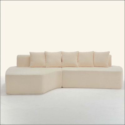 Compression Sectional Couch With Comfy Chaise,Irregular L-Shaped Compression Sofa With Deep Seat, Minimalist Modular Couches Sleeper For Living Room Bedroom Apartment Lounge