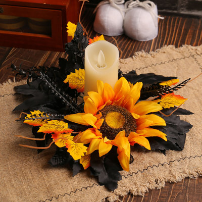 Halloween Candlestick Decoration Garland Decoration Piece Ghost Festival Simulation Sunflower Table Candle Decoration Ring Arrangement