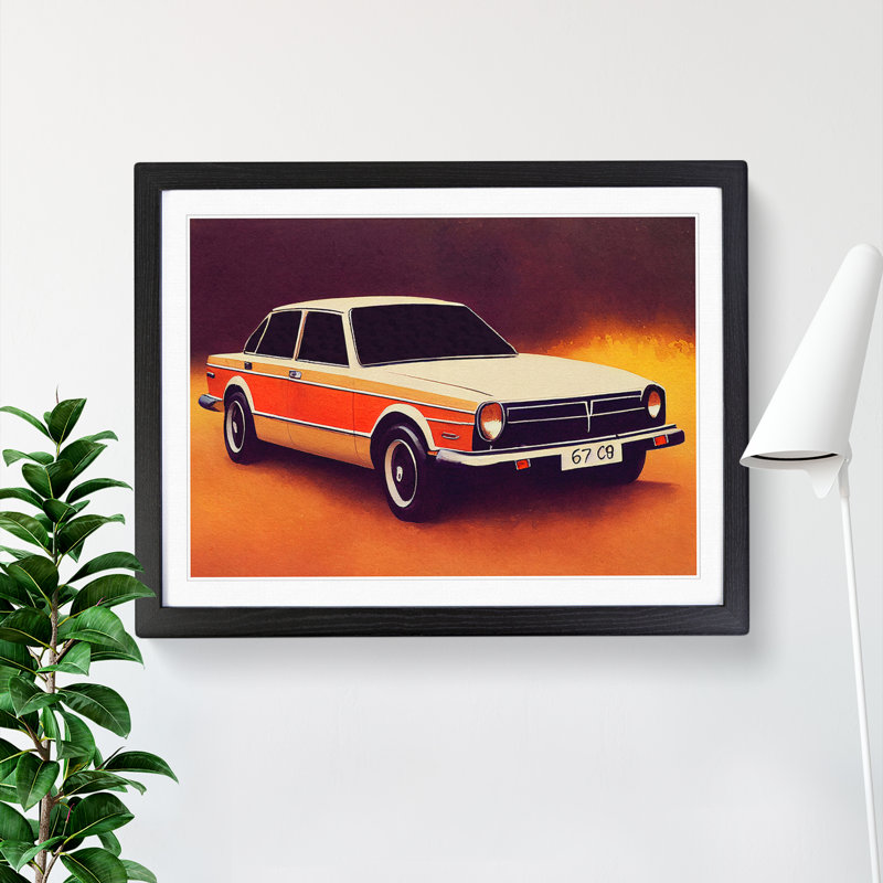 Classic Car - Single Picture Frame Print, 46cm H x 64cm W x 2cm D, Black Framed