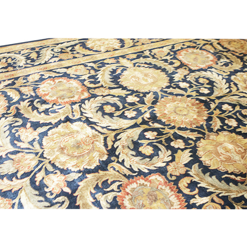 High-Quality Hand-Knotted Navy Area Rug