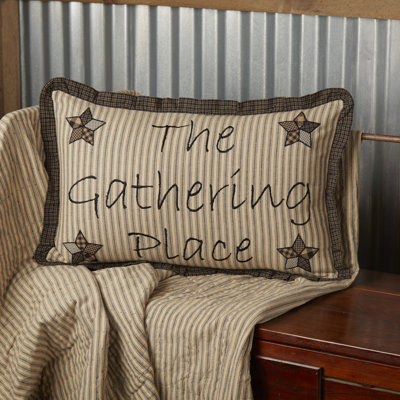 Farmhouse Star Striped Cotton Reversible Throw Pillow