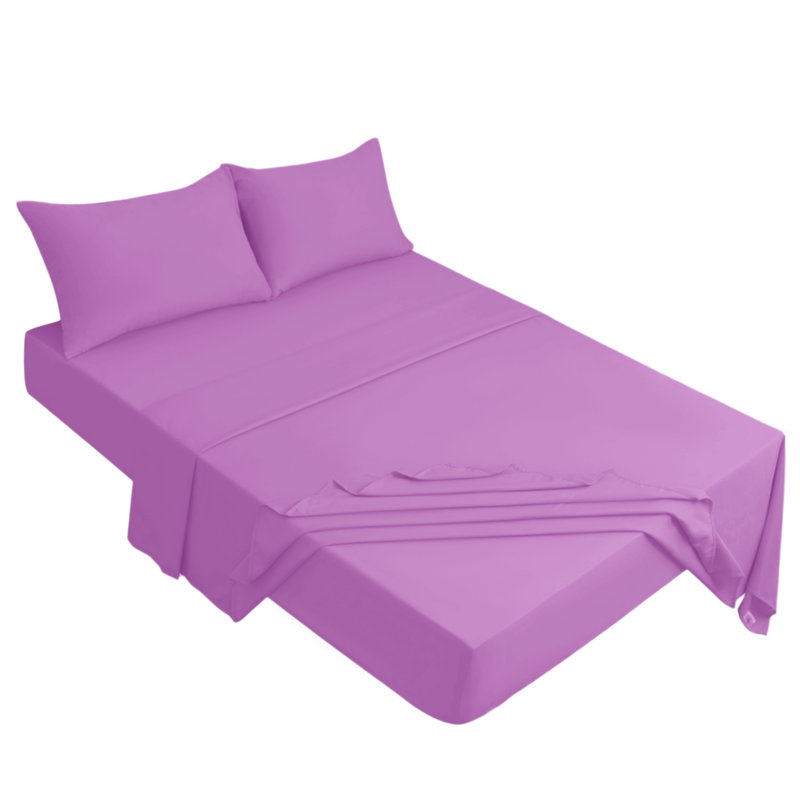 Meliah Microfibre Brushed Fitted Bed Sheet, Double (4'6), Purple