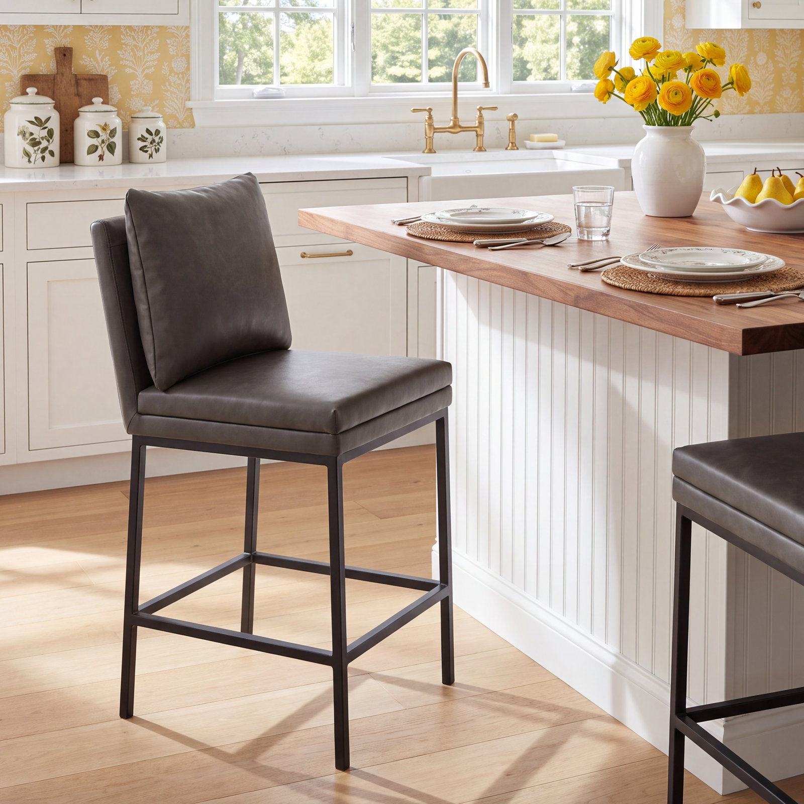 Trevor 26" Bar Stool, Copley Grey Faux Leather