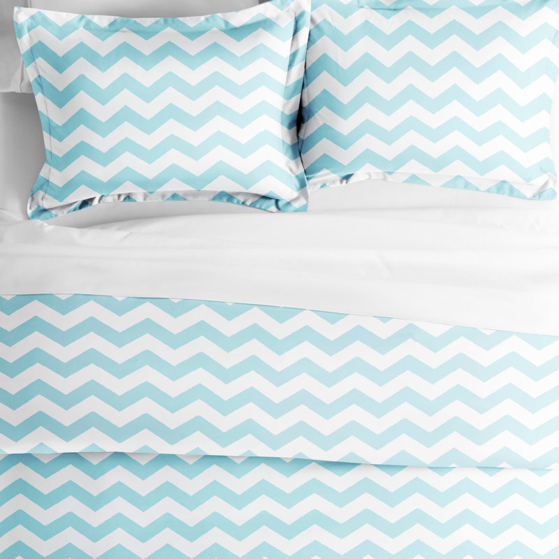 Turquoise Geometric Microfiber Twin/Twin XL Duvet Cover Set