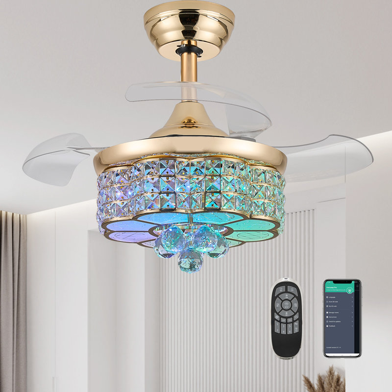 Ventilateur lustre 30 "Rgb, Doré