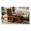 Table basse à plateau relevable avec rangement caché et tablettes ouvertes - Bureau à hauteur réglable pour le salon, brun abricot